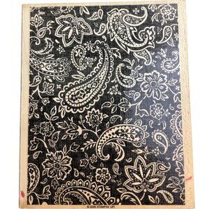 Stampin Up! Paisley Floral  Background Rubber Stamp 2006 Wood Mounted